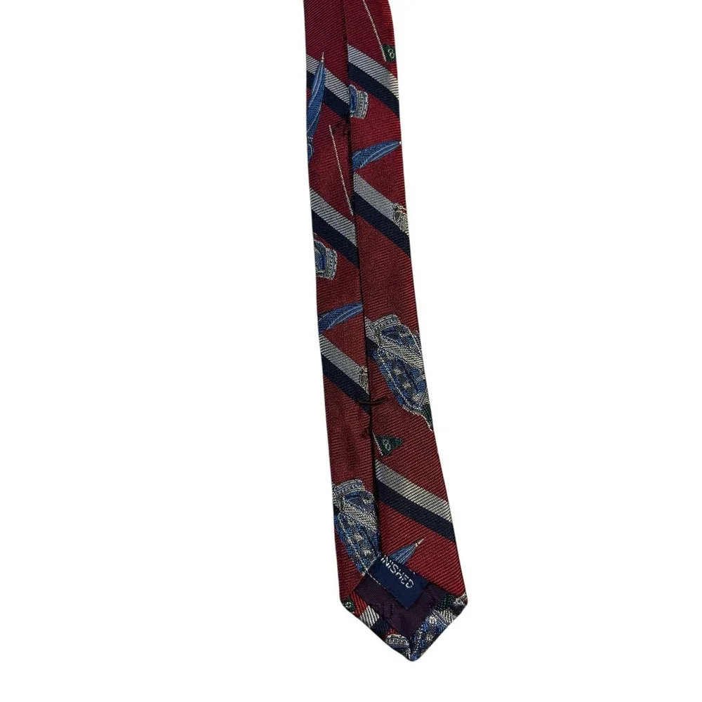 Nautica Striped Golf Bag Print Silk Tie‎ Vintage
